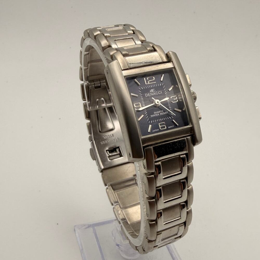 Vintage Denacci Men's Stainless Steel Tank Watch Working New Battery
